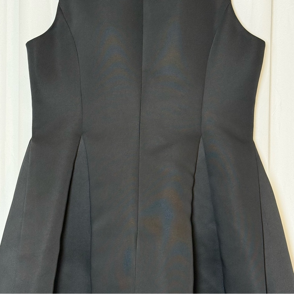 Halston Heritage Black Pleated Fit & Flare Cocktail Dress NWT Size 12 - Picture 10 of 13